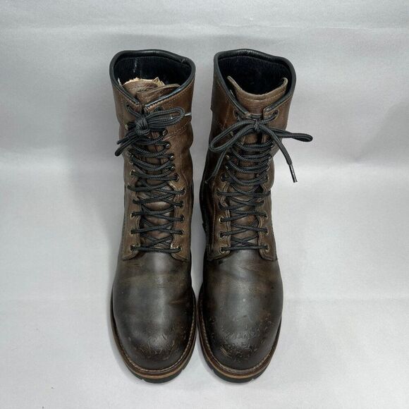 Red Wing Logger Boots Men's 8.5 Gore-Tex‎ Brown Leather Lace Up Steel Toe Work - Picture 3 of 14